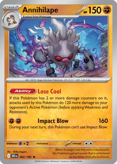 Annihilape 92/182 Destined Rivals Pokemon card
