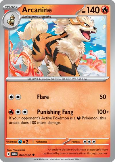 Arcanine 28/182 Destined Rivals Pokemon card