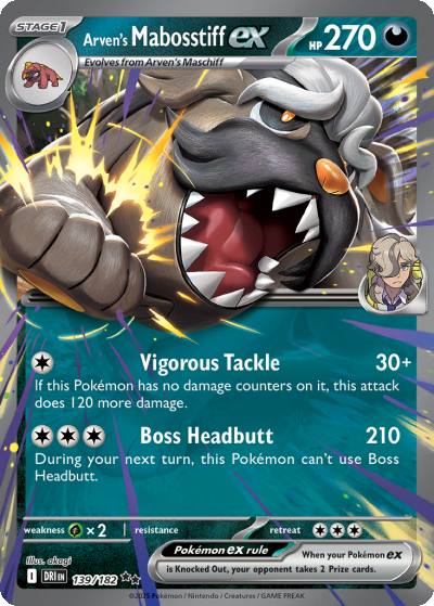 Arven's Mabosstiff ex 139/182 Destined Rivals Pokemon card