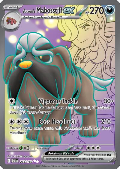 Arven's Mabosstiff ex 218/182 Destined Rivals Pokemon card