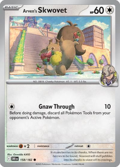 Arven's Skwovet 158/182 Destined Rivals Pokemon card