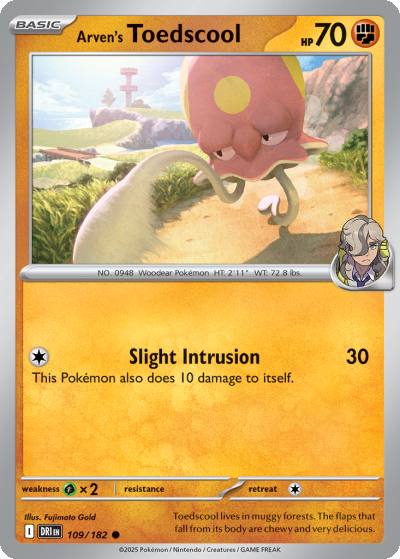 Arven's Toedscool 109/182 Destined Rivals Pokemon card