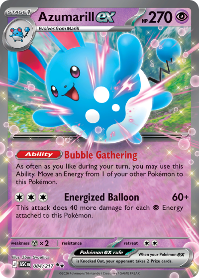 Azumarill ex 84/217 Ascended Heroes Pokemon card