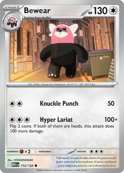 Bewear 112/132 Mega Evolution Pokemon card