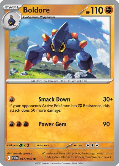Boldore 47/86 White Flare Pokemon card