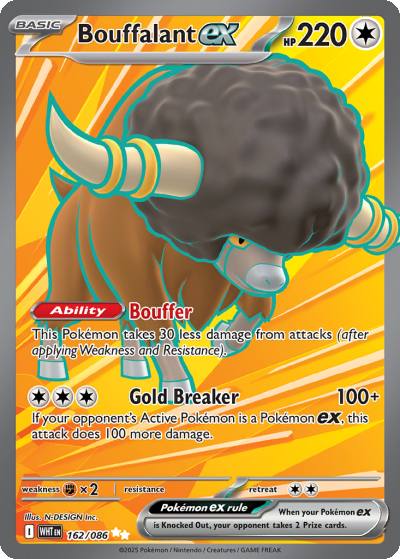Bouffalant ex 162/86 White Flare Pokemon card