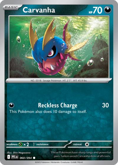 Carvanha 60/94 Phantasmal Flames Pokemon card