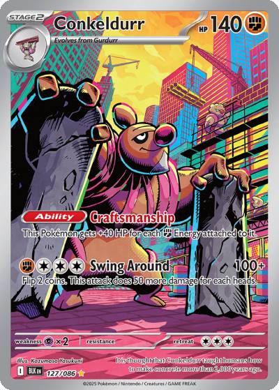 Conkeldurr 127/86 Black Bolt Pokemon card