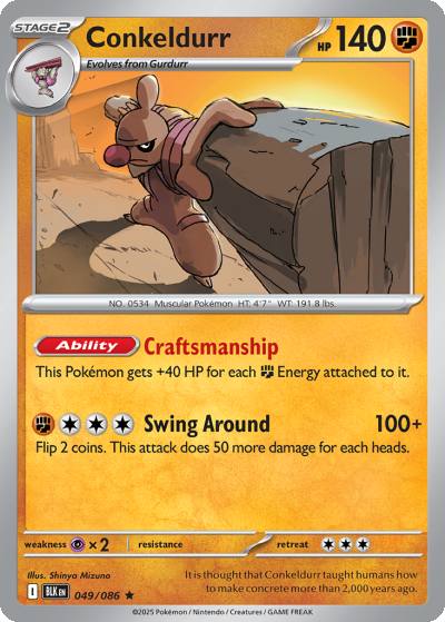 Conkeldurr 49/86 Black Bolt Pokemon card