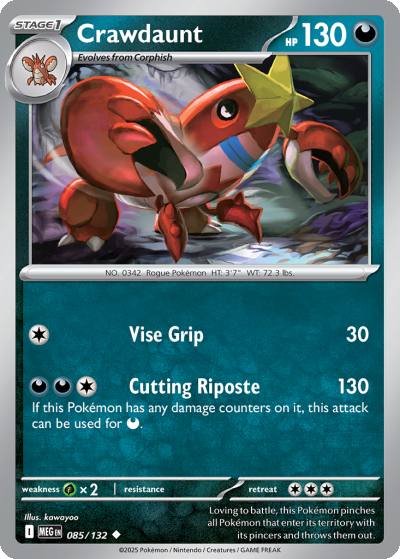 Crawdaunt 85/132 Mega Evolution Pokemon card