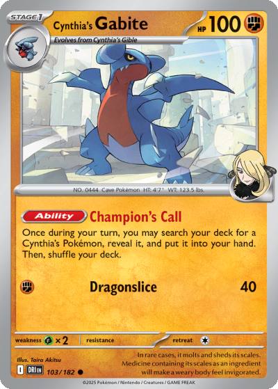 Cynthia's Gabite 103/182 Destined Rivals Pokemon card