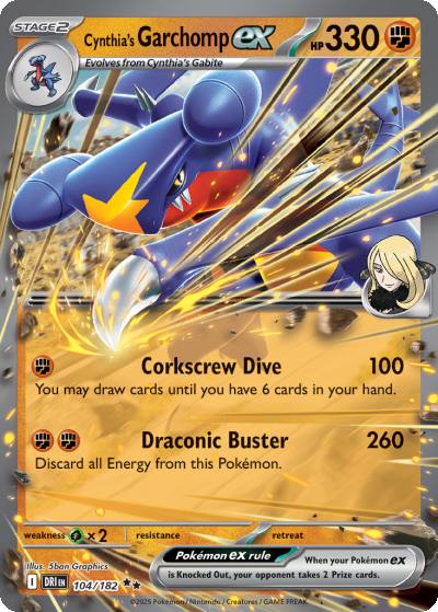Cynthia's Garchomp ex 104/182 Destined Rivals Pokemon card