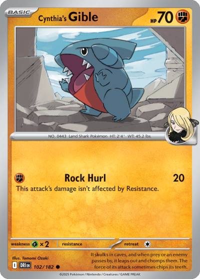 Cynthia's Gible 102/182 Destined Rivals Pokemon card