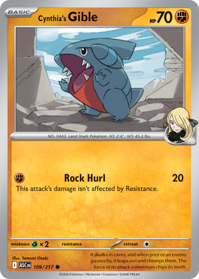 Cynthia's Gible 109/217 Ascended Heroes Pokemon card