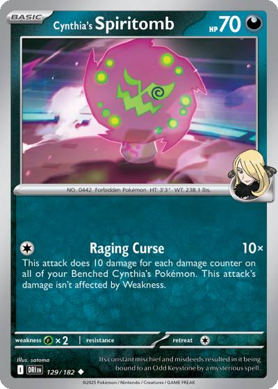 Cynthia's Spiritomb 129/182 Destined Rivals Pokemon card