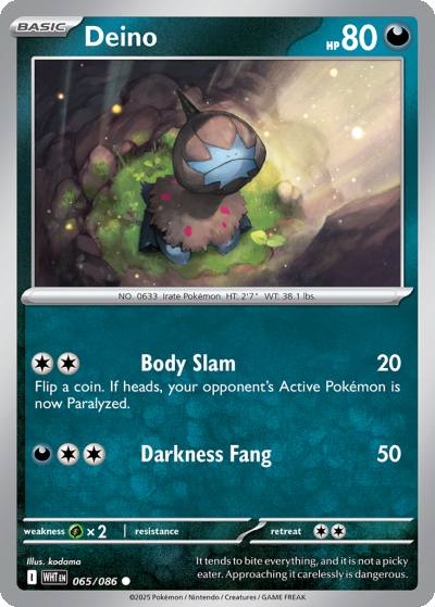 Deino 65/86 White Flare Pokemon card