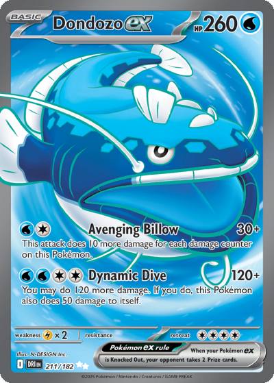 Dondozo ex 211/182 Destined Rivals Pokemon card