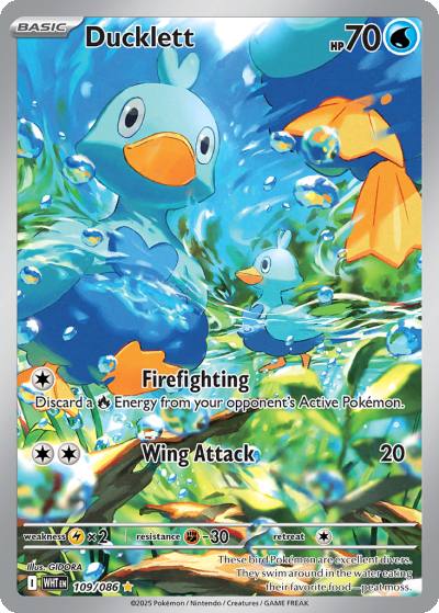 Ducklett 109/86 White Flare Pokemon card