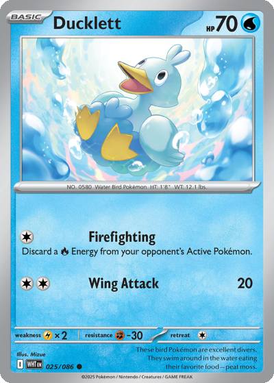 Ducklett 25/86 White Flare Pokemon card