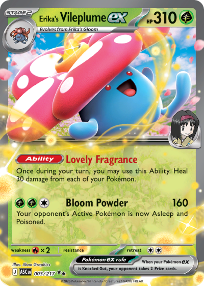 Erika's Vileplume ex 3/217 Ascended Heroes Pokemon card