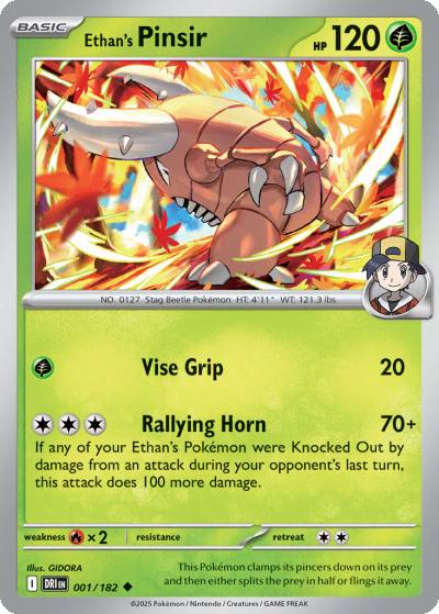 Ethan's Pinsir 1/182 Destined Rivals Pokemon card