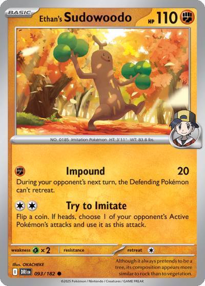 Ethan's Sudowoodo 93/182 Destined Rivals Pokemon card