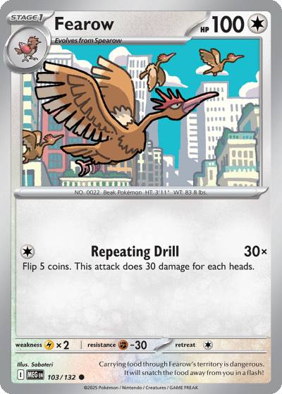 Fearow 103/132 Mega Evolution Pokemon card