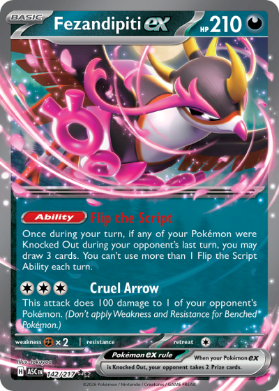 Fezandipiti ex 142/217 Ascended Heroes Pokemon card