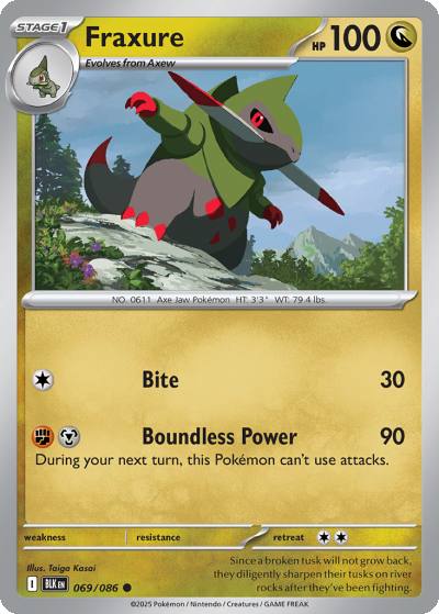 Fraxure 69/86 Black Bolt Pokemon card