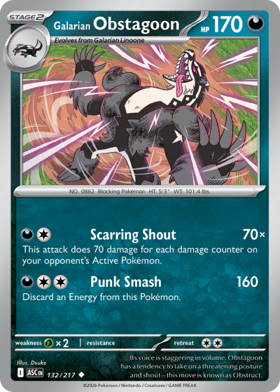 Galarian Obstagoon 132/217 Ascended Heroes Pokemon card