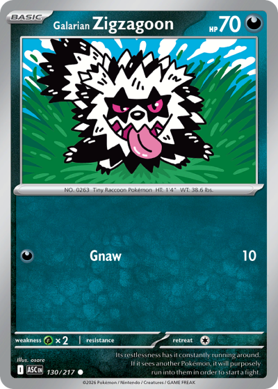 Galarian Zigzagoon 130/217 Ascended Heroes Pokemon card