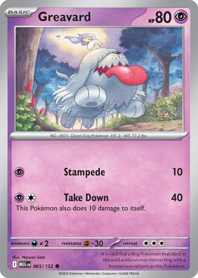 Greavard 65/132 Mega Evolution Pokemon card