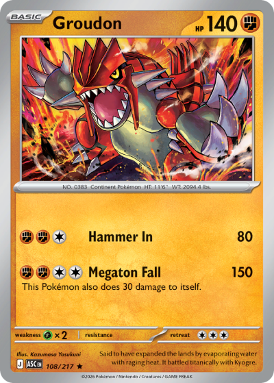 Groudon 108/217 Ascended Heroes Pokemon card
