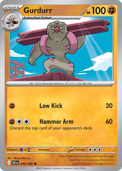 Gurdurr 48/86 Black Bolt Pokemon card