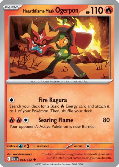 Hearthflame Mask Ogerpon 44/182 Destined Rivals Pokemon card