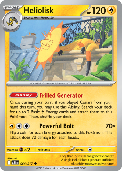 Heliolisk 64/217 Ascended Heroes Pokemon card