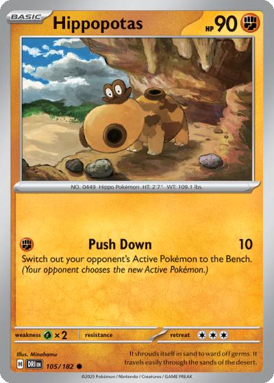 Hippopotas 105/182 Destined Rivals Pokemon card