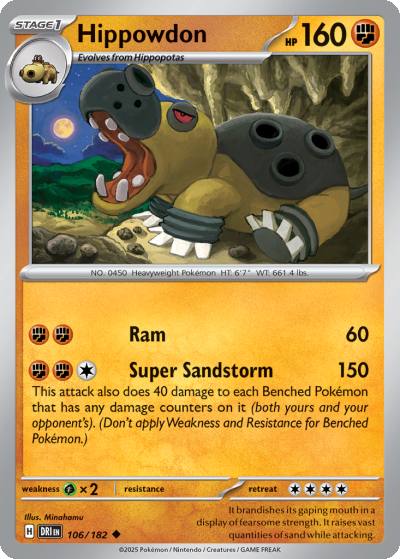 Hippowdon 106/182 Destined Rivals Pokemon card