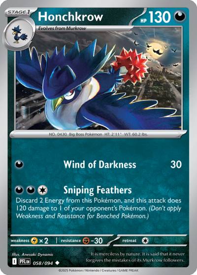 Honchkrow 58/94 Phantasmal Flames Pokemon card