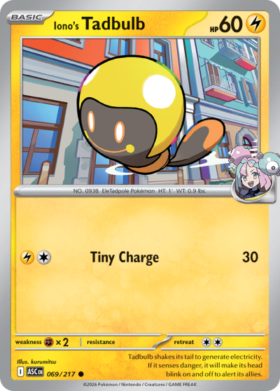 Iono's Tadbulb 69/217 Ascended Heroes Pokemon card