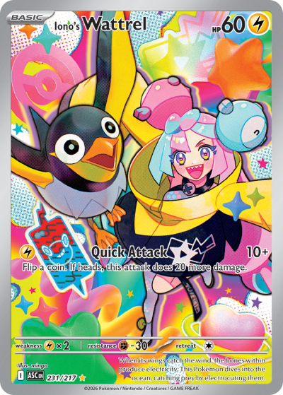 Iono's Wattrel 231/217 Ascended Heroes Pokemon card