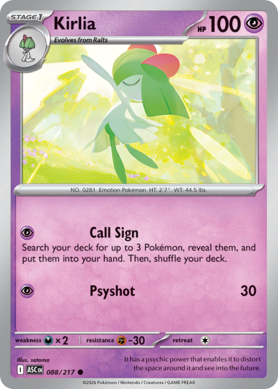Kirlia 88/217 Ascended Heroes Pokemon card
