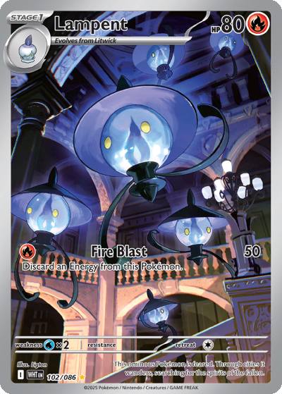 Lampent 102/86 White Flare Pokemon card