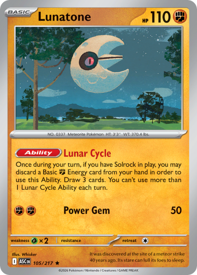 Lunatone 105/217 Ascended Heroes Pokemon card