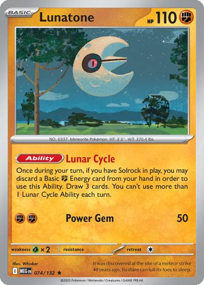 Lunatone 74/132 Mega Evolution Pokemon card
