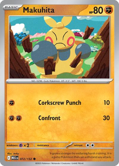 Makuhita 72/132 Mega Evolution Pokemon card