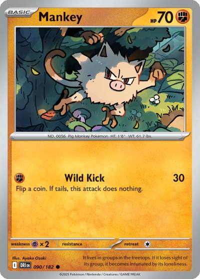 Mankey 90/182 Destined Rivals Pokemon card