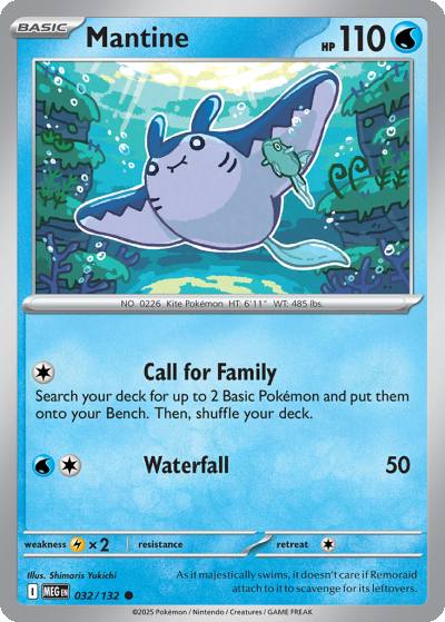 Mantine 32/132 Mega Evolution Pokemon card