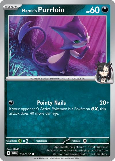 Marnie's Purrloin 130/182 Destined Rivals Pokemon card