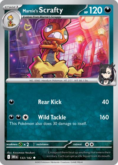 Marnie's Scrafty 133/182 Destined Rivals Pokemon card